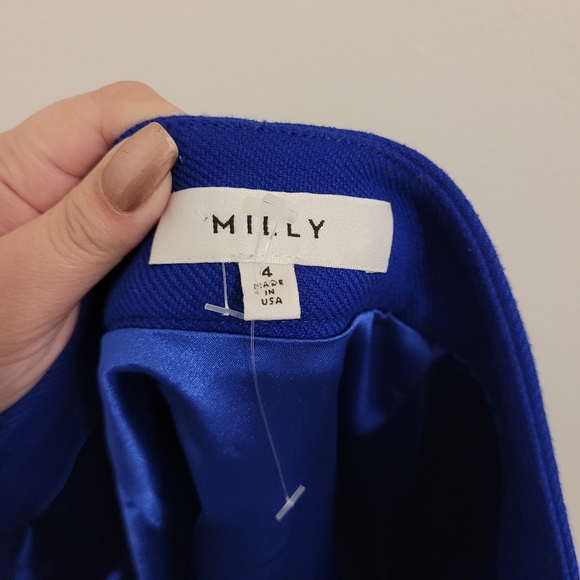 Milly Gathered Mini Skirt Cobalt Blue - Picture 3 of 11